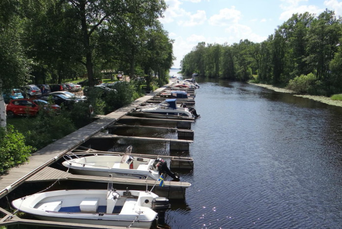 Värnamo in Småland: the river Lagan and the Lake Vidöstern